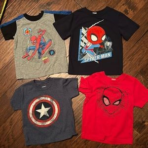 Four (4) Marvel T-Shirts. 3 Spideys and a Captain America